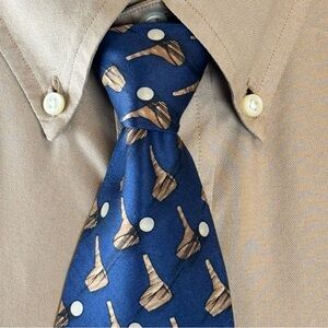 Resilio Men’s Necktie Blue & Brown Men's Golf Tie 100% Silk